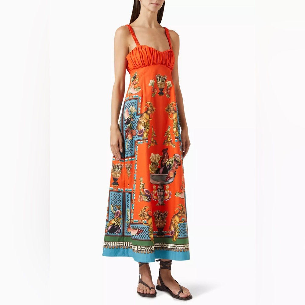 NEW: Alemais Rocco Ruched Cotton Midi Dress - US 6 / AU 10